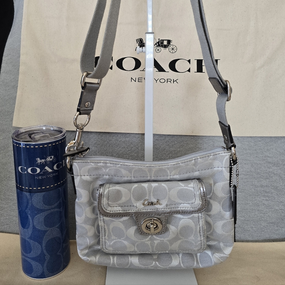 Coach Silver and Gray Crossbody Bag - EUC